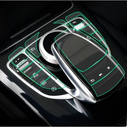 Car Inner Film For Benz A C E Class GLC Mouse Button Center Control Clock Plate Button Film TPU Protective Accessoeries
