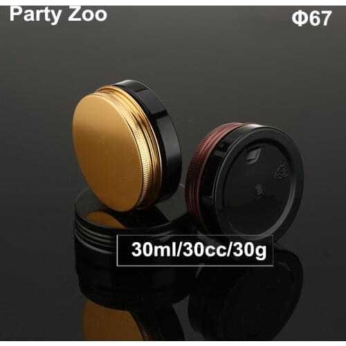 240 X 30ml Mini Empty Black PET Cream Jar With Black/Bronze/Gold Aluminum Lid, 30g Plastic Cosmetic Packaging Jar