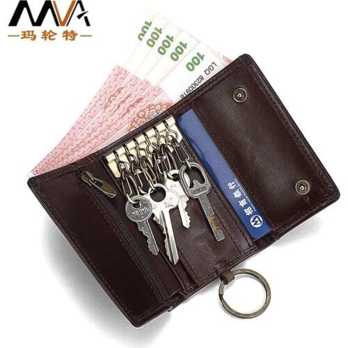 Genuine Leather Key Case Multifunctional Tri-fold Coin Purse First Layer Cowhide Car Key Case Card Case