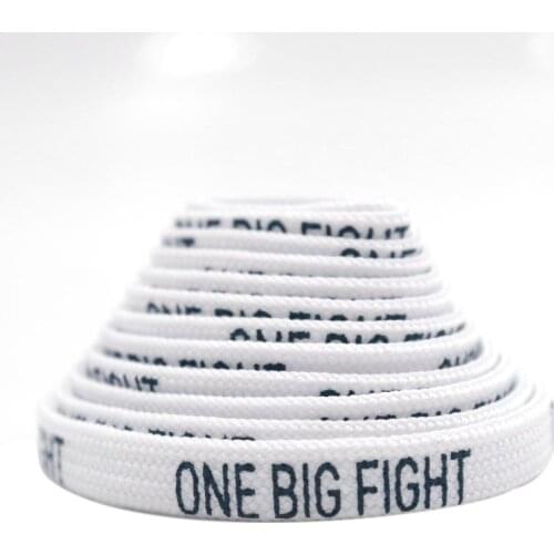 Coolstring 7MM “ONE BE FIGHT” Word Written Printed Lace Silk Screen Printing Cordones Flat Polyester Lacet Zapatillas Mujer