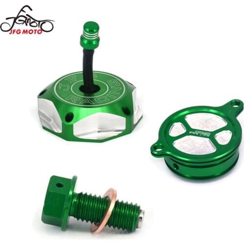Motorcycle CNC Drain Plug Bolt Screw Gas Fuel Tank Cover Oil Filter Cleaner Cap Cover For KAWASAKI KX450F KLX450R 2006 2007 2008