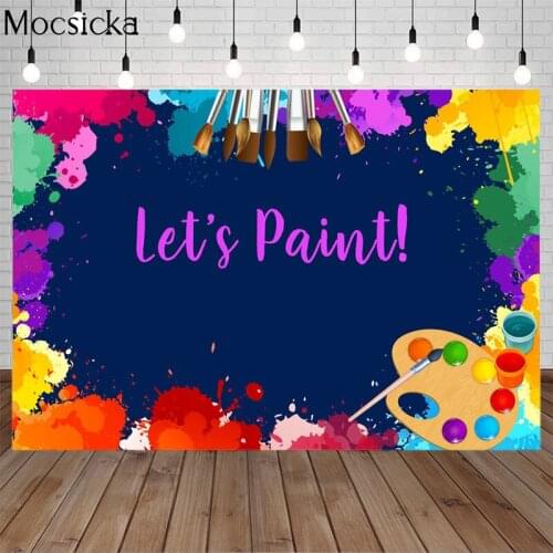 Lets Paint Photography Background Happy Birthday Party Drawing Plate Child Portrait Decorate Photocall Photophone Photo Studio