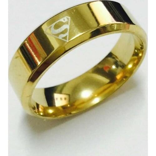Ring Men Titanium gold hero super man S