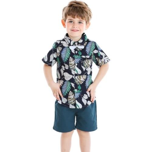 2021 Summer New Spanish Boys Sets Shirts+Shorts Suit Cotton Toddler Casual Print Single-Breasted Kids Clothing Sets L849