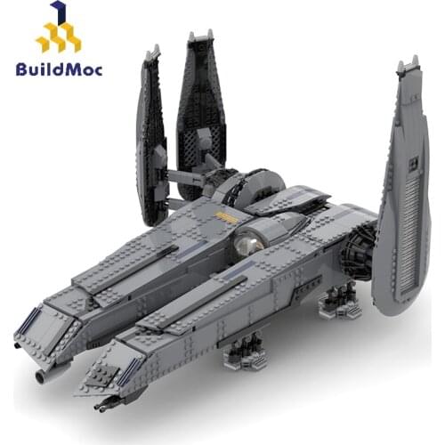 BuildMoc City Space Station Warship the Rogue Shadow Transporter Building Blocks MOC City Spaceship Bricks Toy For Children Gift