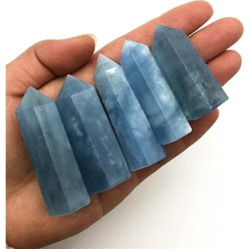 Beautiful 1PC Natural Blue Aquamarine Quartz Crystal Point Tower Chakra Healing Gemstone Home Decor Natural Quartz Crystals