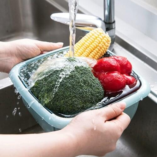 Double-Layer Vegetable Fruit Sink Drain Basket Household Kitchen Fruit And Vegetable Container Rice Fruit Washing Bowl