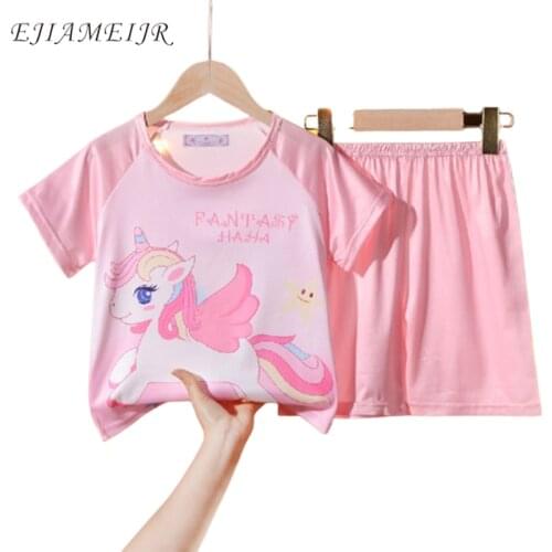 Summer Children Pajamas Set Kids Baby Girl Boys Cartoon Casual Home Clothing Costume Child Short Sleeve Sleepwear Pyjamas Suit