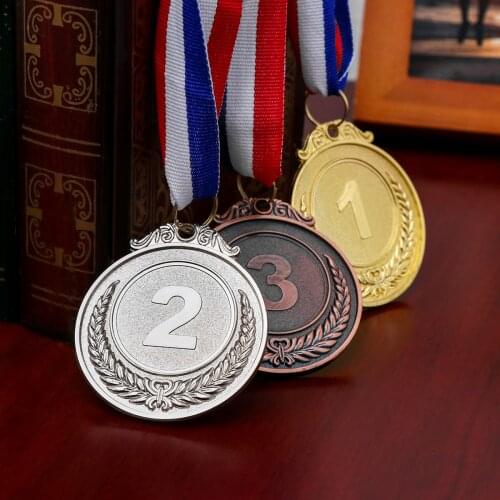 3PCS Metal Award Medals sports medals Academics Award Any Competition with Neck Ribbon Gold Silver Bronze Olympic Style