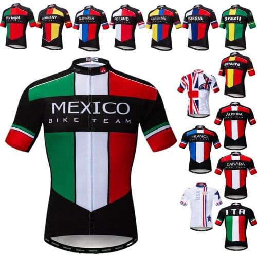 Mexioc Team Cycling Jersey Men National Cycling Clothing Summer Pro MTB Bike Jersey Tops Breathable Bicycle Shirt USA UK France