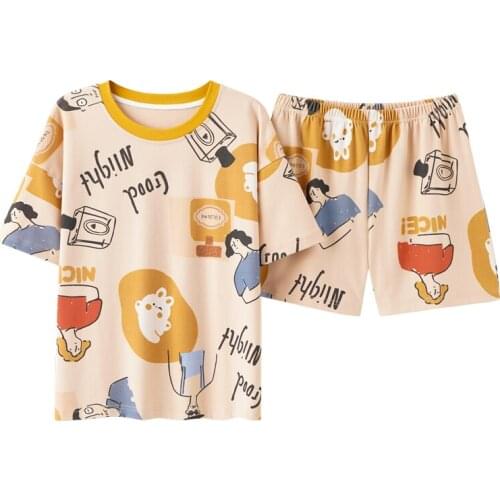 ATOXY 2021 Fashion Sleepwear Lovely Home Suits Pyjama Girl Spring/Summer XL Short Sleeve Pajamas Set Women Pijamas Comfortable