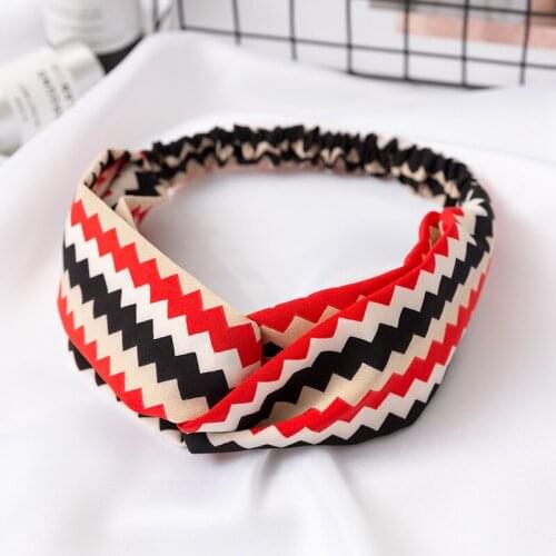 Fashion striped Knot Headband Bohemia vintage Zigzag print Turban For Women Girls 2020 Simple Wide Side cross Hair Accessories