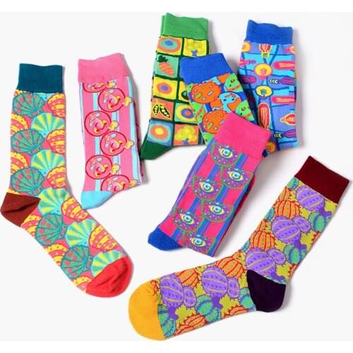 Fashion Colorful Men Novelty Wedding Socks Combed Cotton Jacquard Food Socks Male Long Funny Socks for Drop shipping