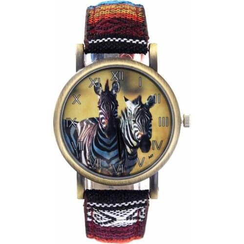 Zebra Dark Horse Steed Fashion Casual Men Women Jewelry Canvas Cloth Strap Sport Analog Quartz Watch
