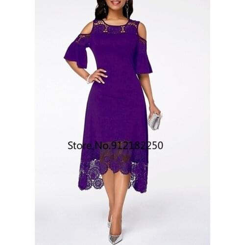 2021 new African Women clothing Dashiki stretch splice hook flower hollow the pure color lady dress size L - 5XL