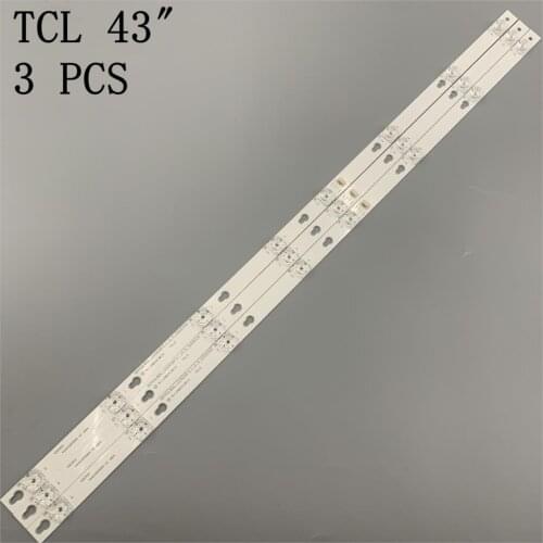 New 3 pieces/setLED backlight strip 8 lamp for TCL 43"TV D43A810 L43F1B L43P1A-F 43HR330M08A2 V5 Shine0n 2D02636 DS-4C-LB4308-HR