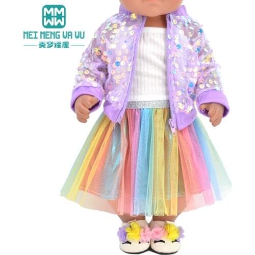 Clothes for doll fit 43 cm new born doll accessories American doll Fashion Jacket suit, gauze skirt Girls gift