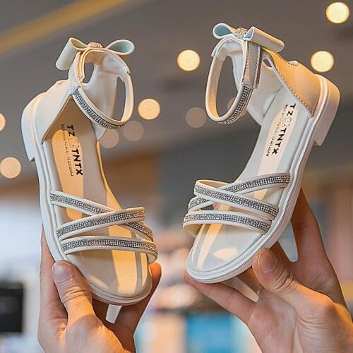 Kids Beach Shoes Princess Summer Gladiator Sandal For Girls Children Rhinestone Fashion Bow Roman Sandals Little Girl Shoes 2021