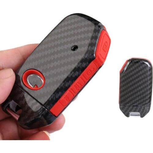 Carbon Fiber silicone Keychain Cover Case For KIA Sportage Ceed Sorento Cerato Forte 2018 2019 Smart Key Holder Accessories
