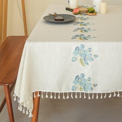 Tablecloth Embroidery Nordic Countryside Hipster Fabric Household Rectangular Tablecloth Customization