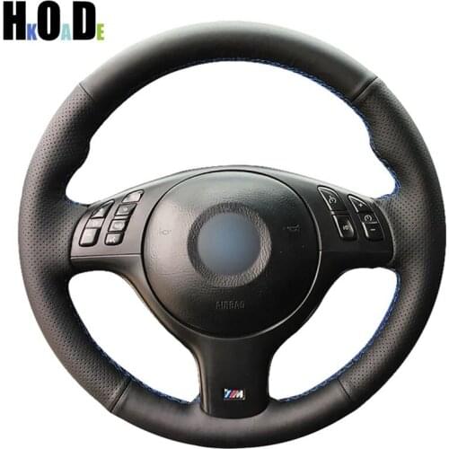 DIY Hand-stitched Black Artificial Leathers Car Steering Wheel Cover for BMW 330i 540i 525i 530i 330Ci E46 M3 E39 2001-2014