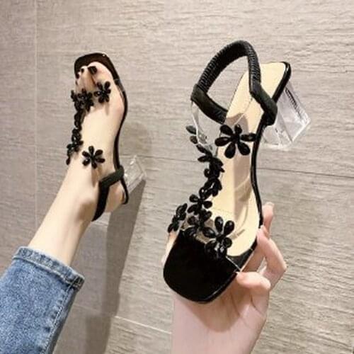 Empty low cut black solid color rivet flat womens shoes comfortable adult thick heel empty pointed toe fashion female sandals