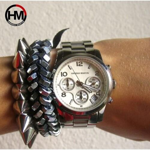 HANNAH MARTIN Luxury Brand Women Watches Ladies Dress Watches Quartz Wristwatches Steel Strap relogio feminino Silver Gift Box