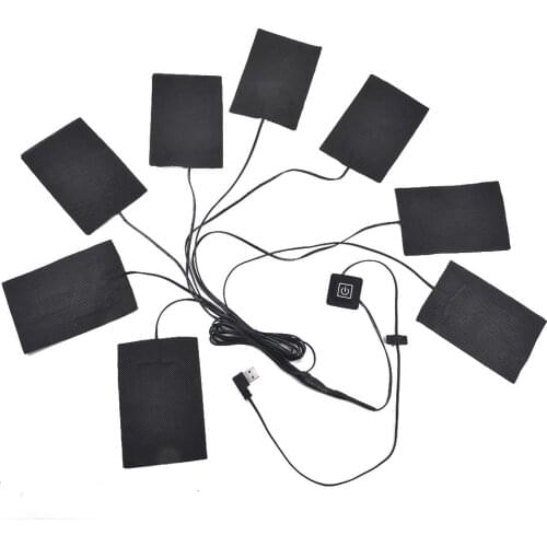 1 Set Carbon Fiber USB Heating Vest Pad Heated Jacket Clothes Pad Heater Winter Warm Thermal Vest Pads