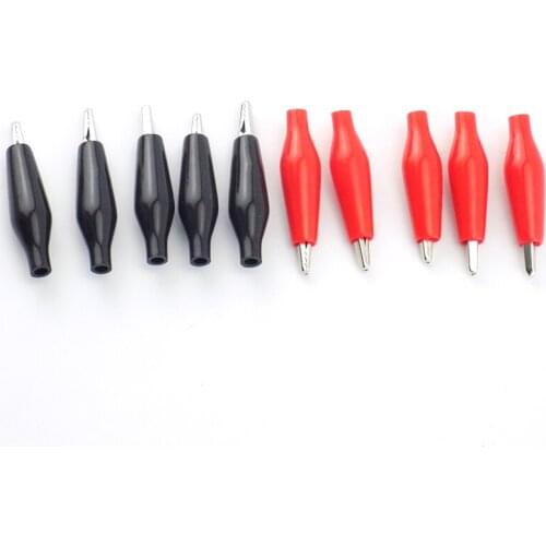 10pcs 28MM Electrical Alligator Clip Testing Crocodile Test Red Black for Metal cover DIY Meter Probe Clamp