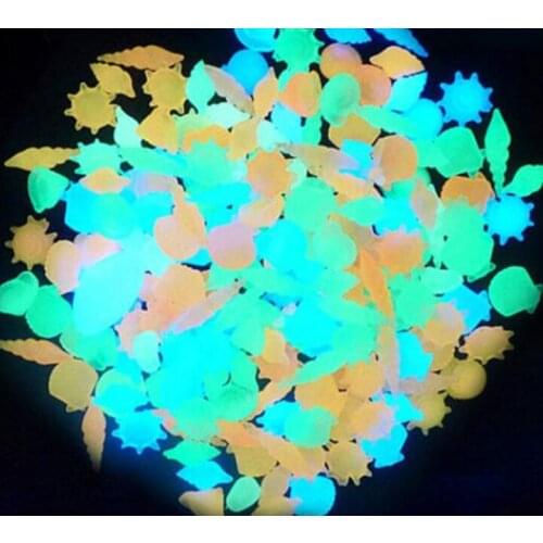 100PCS/Pack Beautiful Glow in the Dark Pebbles Stone Fantastic Walkway Fish Tank Aquarium fluorescence Starfish conch 100Pack