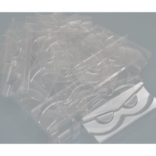 100/pack wholesale clear lash trays plastic 3d mink lashes holder eyelash tray for eyelash packaging box square case bulk vendor
