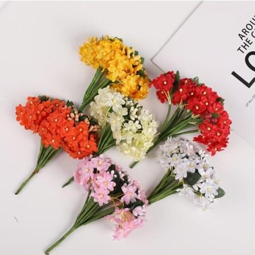 12 pieces Artificial bouquet Wedding Christmas decorations for home jewelry Wreath DIY New Year Gift Wreath Garland Scrapbooking