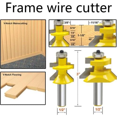 2PC 1/2" Shank V Groove & Matched Tongue Router Bit Set w/ premium ball bearings Woodworking cutter