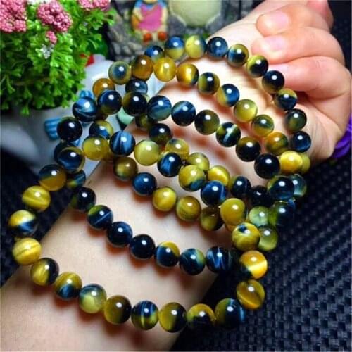 2018 Newly Natural Gold Blue Tigers Eye Gem Stone 10mm Round Beads Drop Shipping Trendy Women Men Stone Stretch Bracelet