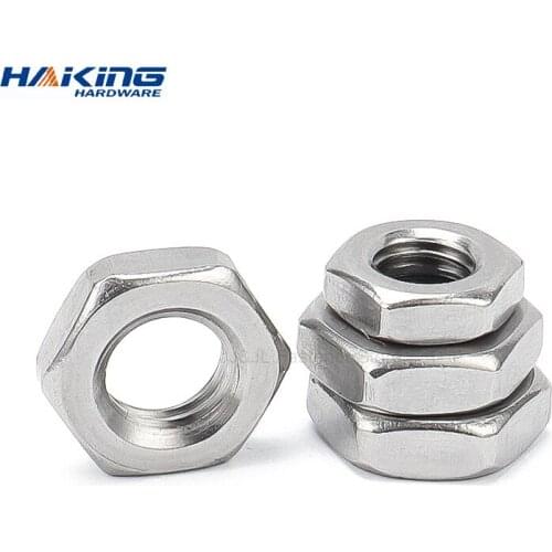 25pcs Steel Nut M2.5 M3 M4 M5 M6 M8 M10 M12 M14 M16 304 A2-70 Stainless Steel Flat Hex Hexagon Thin Nut Jam Nut DIN439 GB6172