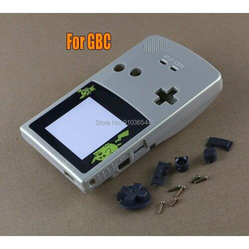 5sets For GBC Gold-silver shell case replacement for GBC housing shell case cover with pattern lens+buttons parts