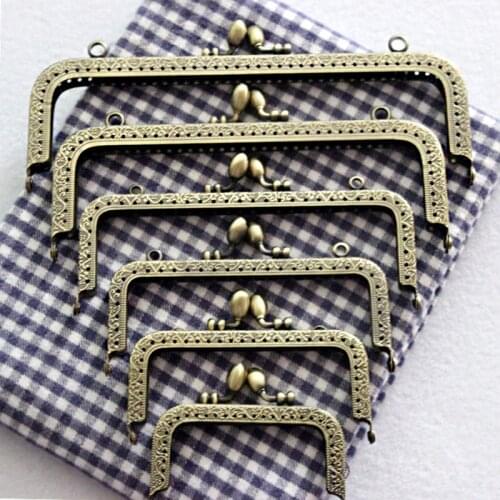 DIY Antique Bronze Flower Bud Head Metal Purse Frame Handle Kiss Clasp Lock for Bag Sewing Craft Tailor Accessories KZ151323