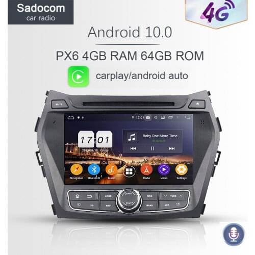 720P DSP PX6 2 din Android 10.0 8Core 4G RAM Car DVD Player GPS RDS autoradio car radio For Hyundai IX45 Santa Fe 2013 2014