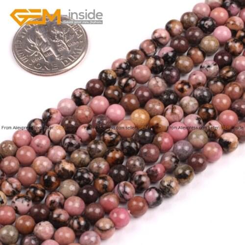 Gem-inside 4-12mm Natural Round Rhodonite Beads For Jewelry Making Beads 15inch DIY Necklace Bracelets For Women Jewellery