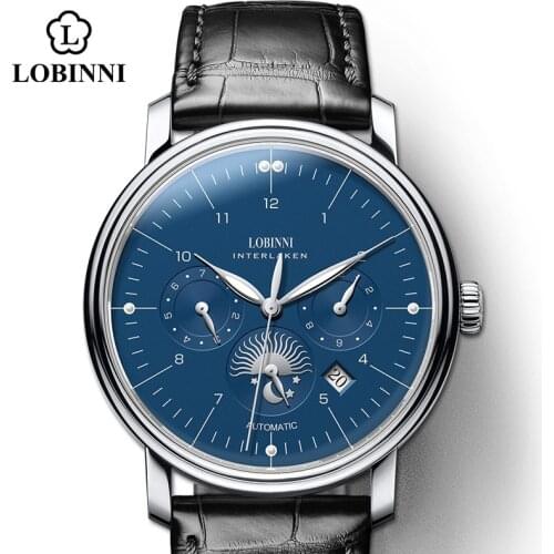 Switzerland LOBINNI Mechanical Men Watches Top Brand Luxury Seagull Mens Automatic Watch Fashion reojes de hombre Drop Shop
