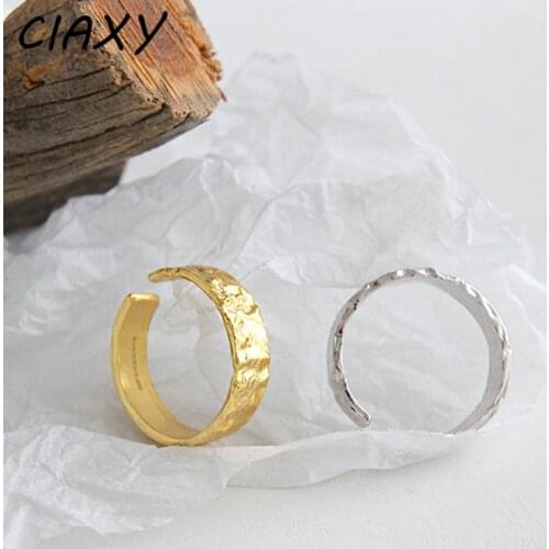 CIAXY 925 Sterling Silver Irregular Rings for Women Couple Adjustable Engagement Ring Wedding Jewelry Gifts Anillos Mujer