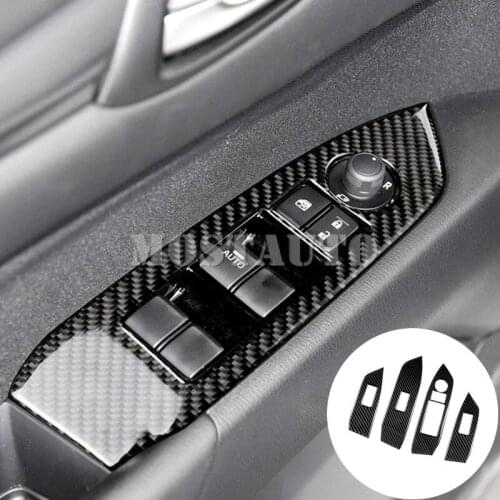 For Mazda CX-5 KF Carbon Fiber Car Door Window Switch Button Trim Cover 2017-2019 4pcs Car Accessories Interior Car Decor