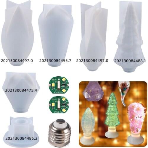 DIY Light Bulb Resin Mold DIY Epoxy Resin Glue Lampshade Silicone Mold LED Lamp Crafts Decoration Tools Lamp Cap Chip Set