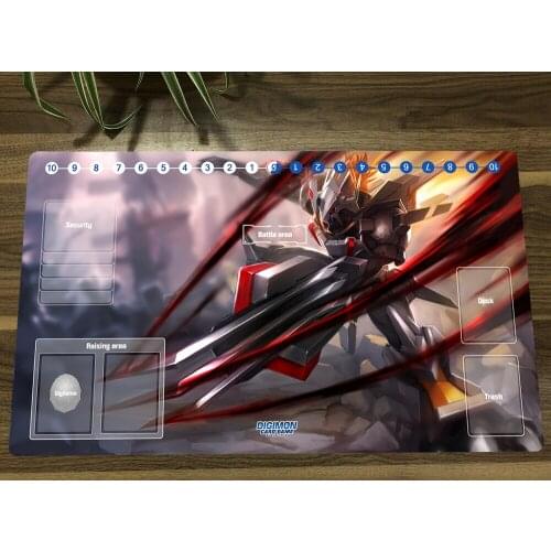 Anime Digimon Playmat Blackwargreymon Trading Card Game Mat DTCG CCG TCG Mat Anti-Slip Mouse Desk Pad With Card Zones Free Bag
