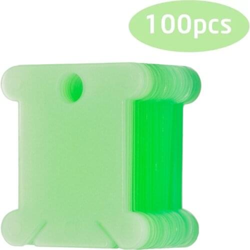 KAOBUY 100 Pcs Green Plastic Thread Bobbins Spool Thread Card For DIY Cross Stitch Embroidery Thread Bobbins Organizer