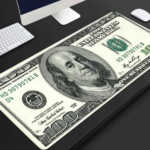 100 Dollars Banknotes Pattern Printing Mouse Pad Novelty Ideas Gift Overlock Dese Mat Large USD Mausepad 900x400mm mouse pad