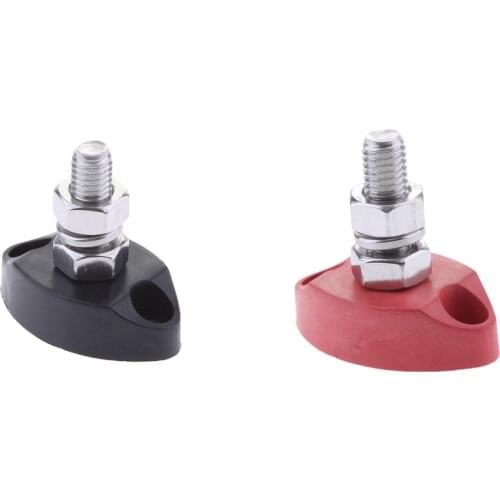 Red & Black Junction Block Power Post Set Insulated Terminal Single Stud 6mm