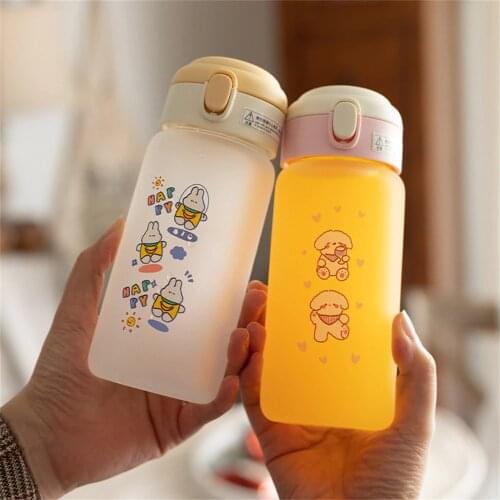 450ml Cute Fashion Glass Water Bottle Portable Durable Water Bottle For Girls Kids School Office Nice Travel Mug Coffee Tea Cup