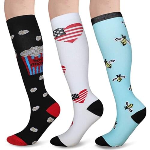 Multi-color Elastic Compression Stockings Women Yoga Socks Men Nursing Calf Socks Long Socks Men Socks Flight Travel Socks