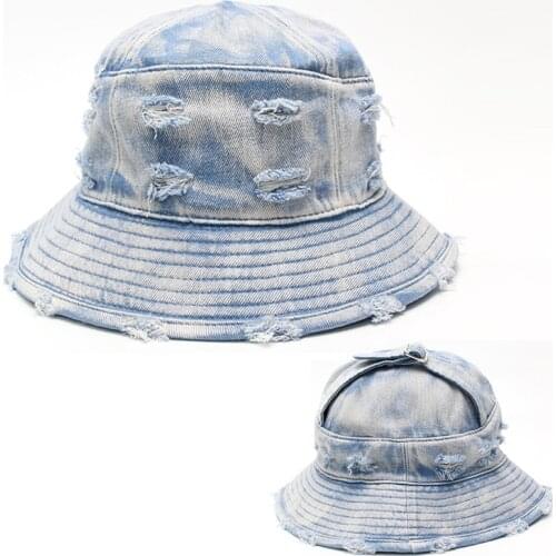 Bucket Hat Men Women Washed Jeans Fabric Summer Sun Beach Autumn Hip Hop Outdoor Durable Accessory Teenagers Cap